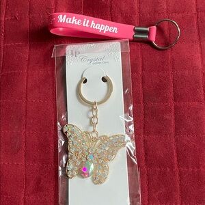 Crystal Butterfly Keychain / Bag Charm & Pink Keychain NEW